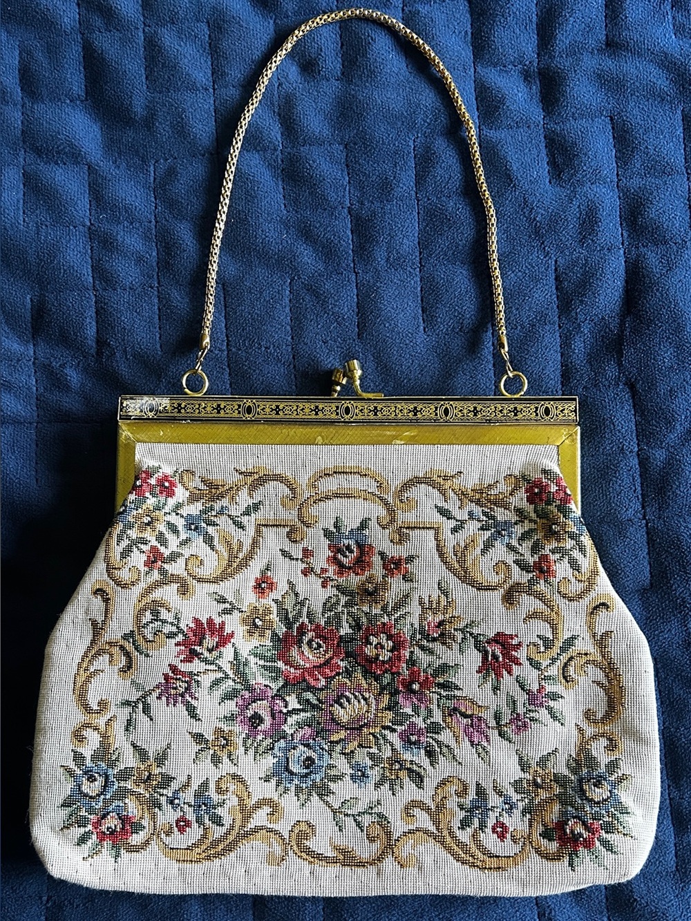 Vintage Floral Tapestry Evening Bag - Picture 2 of 4